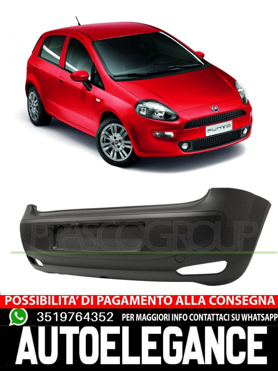 Paraurti Prasco Posteriore CON PRIMER Per Fiat Punto #Sq 6000631445