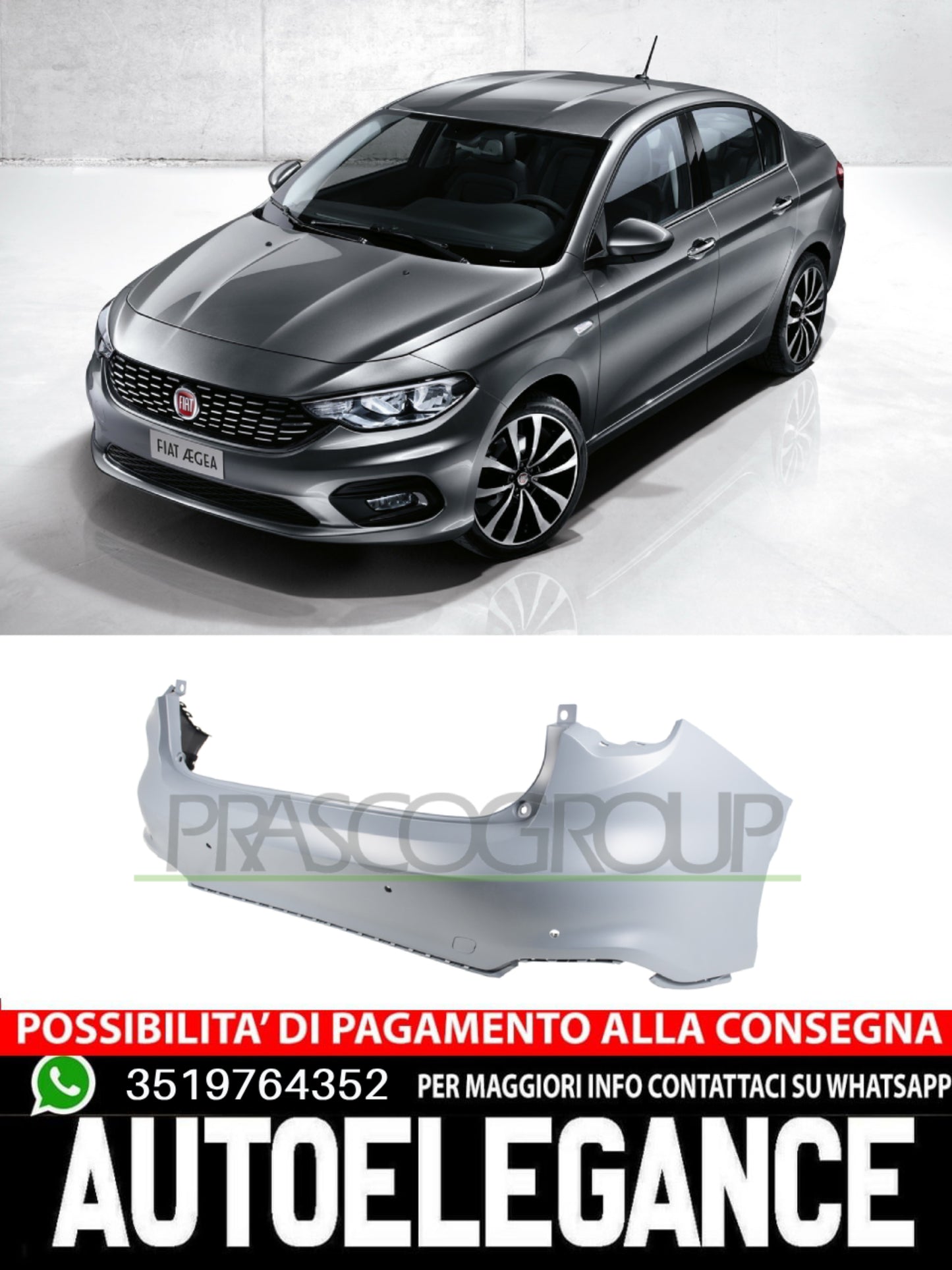 Paraurti Prasco Posteriore per FIAT TIPO CON PRIMER 4 FORI PDC 735679532