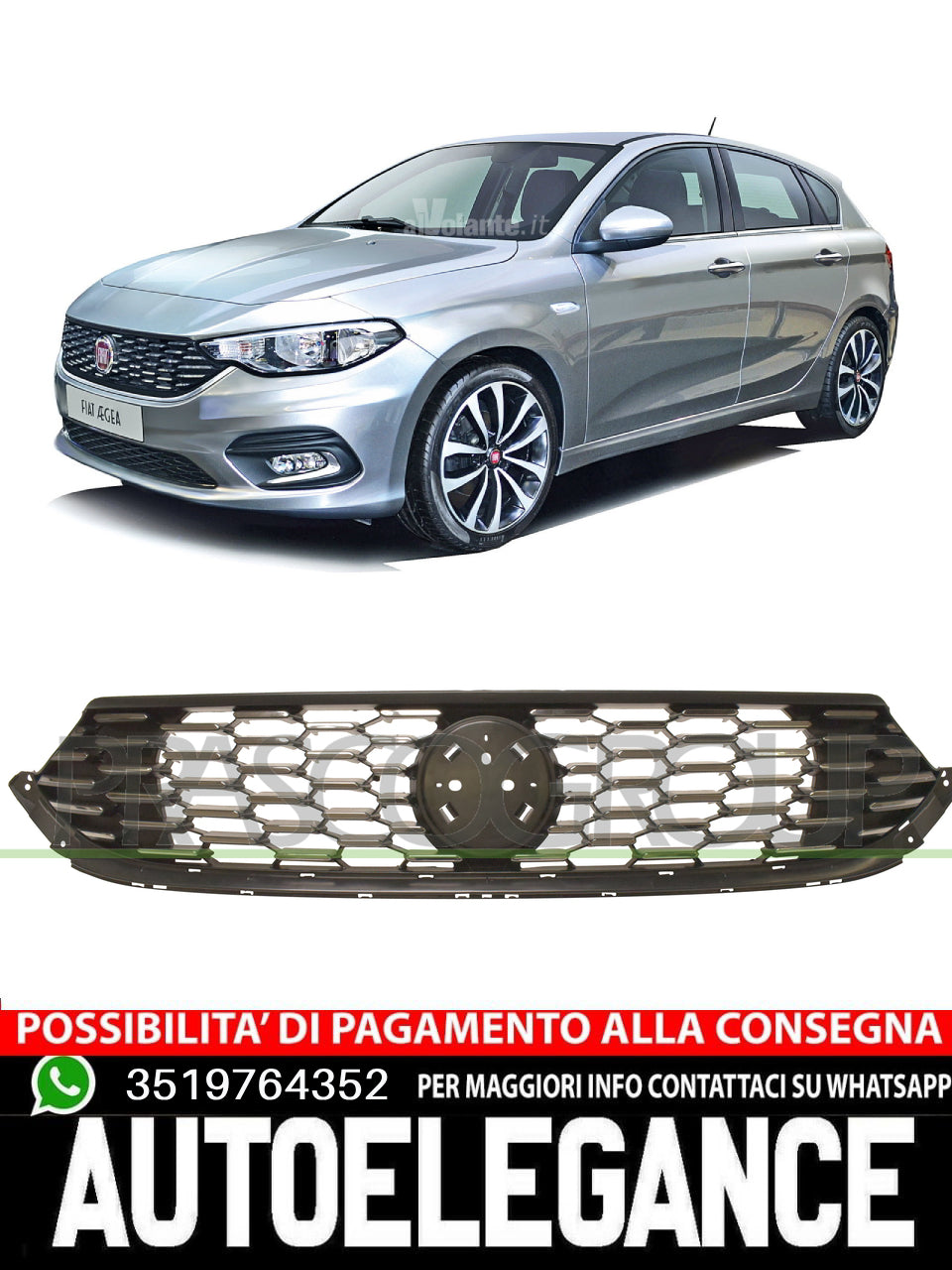 Griglia Radiatore NERA-CON FINITURA CROMATA Prasco per Fiat  735642866