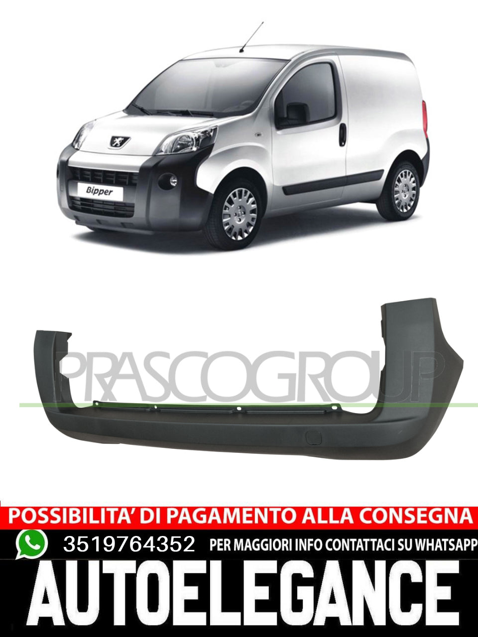 Rear bumper 2 swing doors mod cargo-kombi for Nemo Qubo Fiorino 735666169 