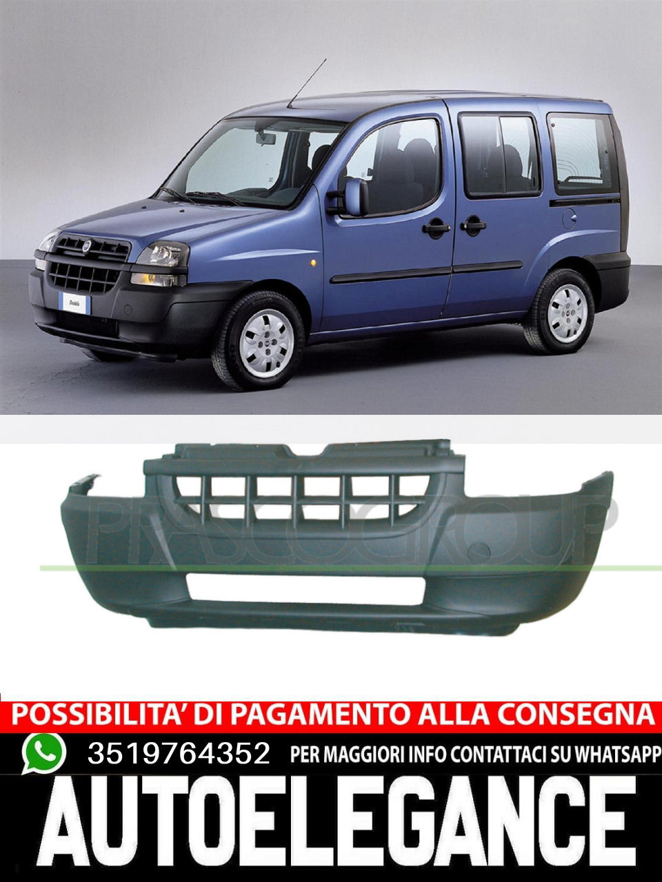 Paraurti Prasco Anteriore SENZA GRIGLIA per FIAT DOBLO 735393420