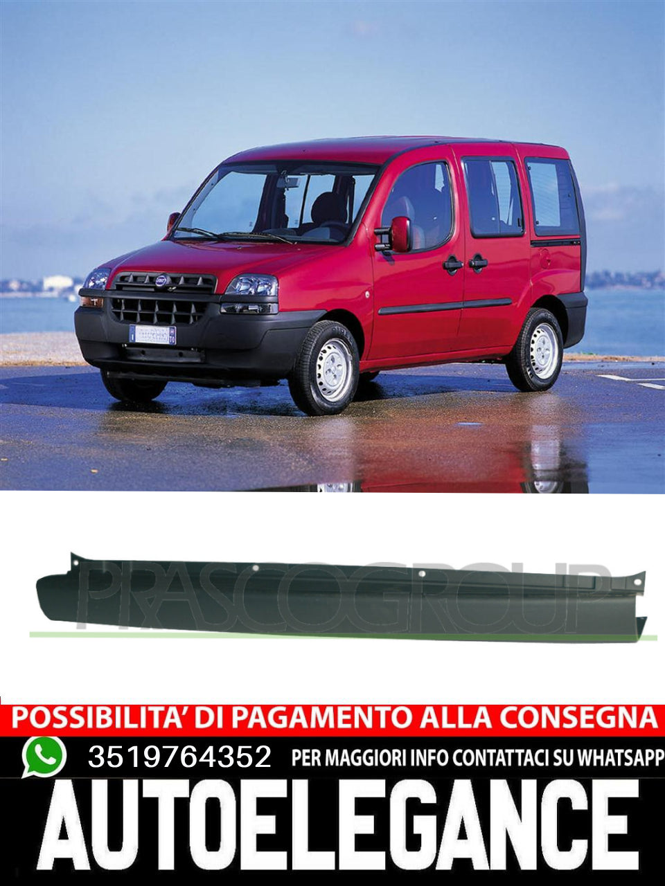 Prasco Rear Bumper For Fiat Doblo BLACK-SMOOTH TO BE PRIMED 98808650 