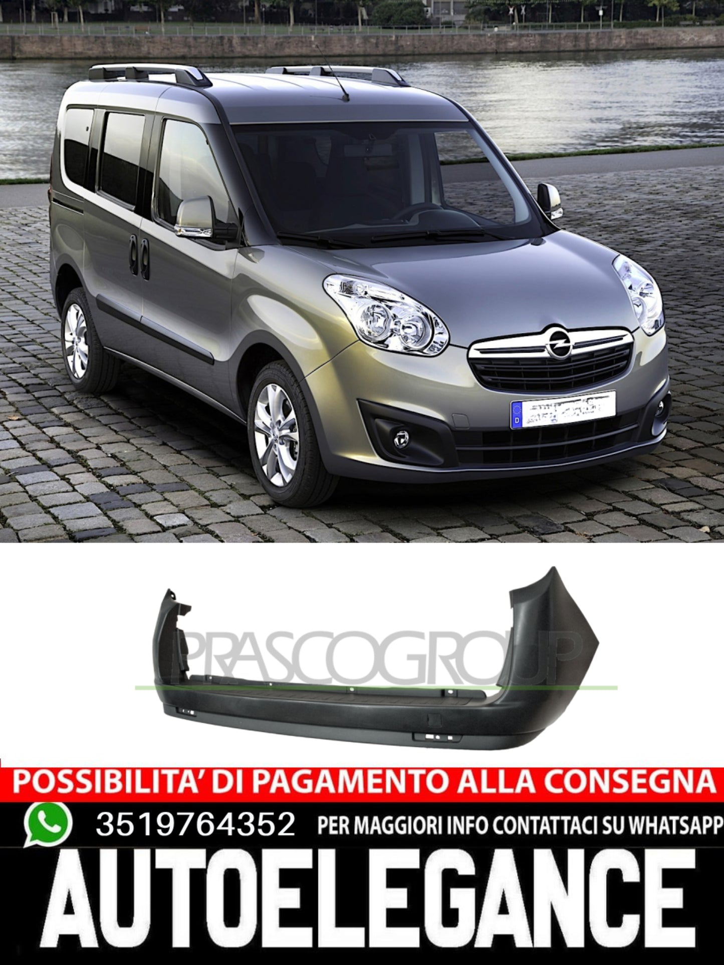 Paraurti Prasco Posteriore NO PRIMER  per FIAT DOBLO TRACCE PDC TAPPO GANCIO