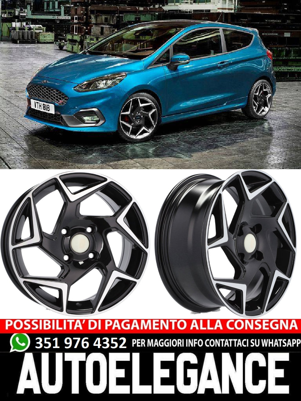 CERCHI CERCHIO IN LEGA 15"Adatto per AUDI FORD MAZDA