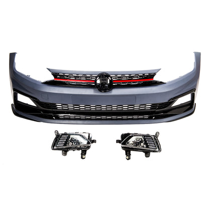 🔥PARAURTI ANTERIORE LOOK GTI E FENDINEBBIA PER VW POLO VI (AW) (2017-2021)🔥