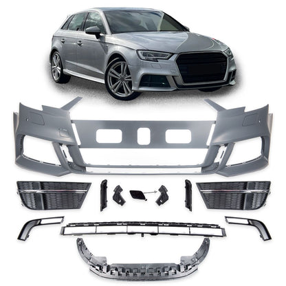 👉Paraurti anteriore look S-Line per Audi A3 (8V) Hatch/Sportback Facelift👈