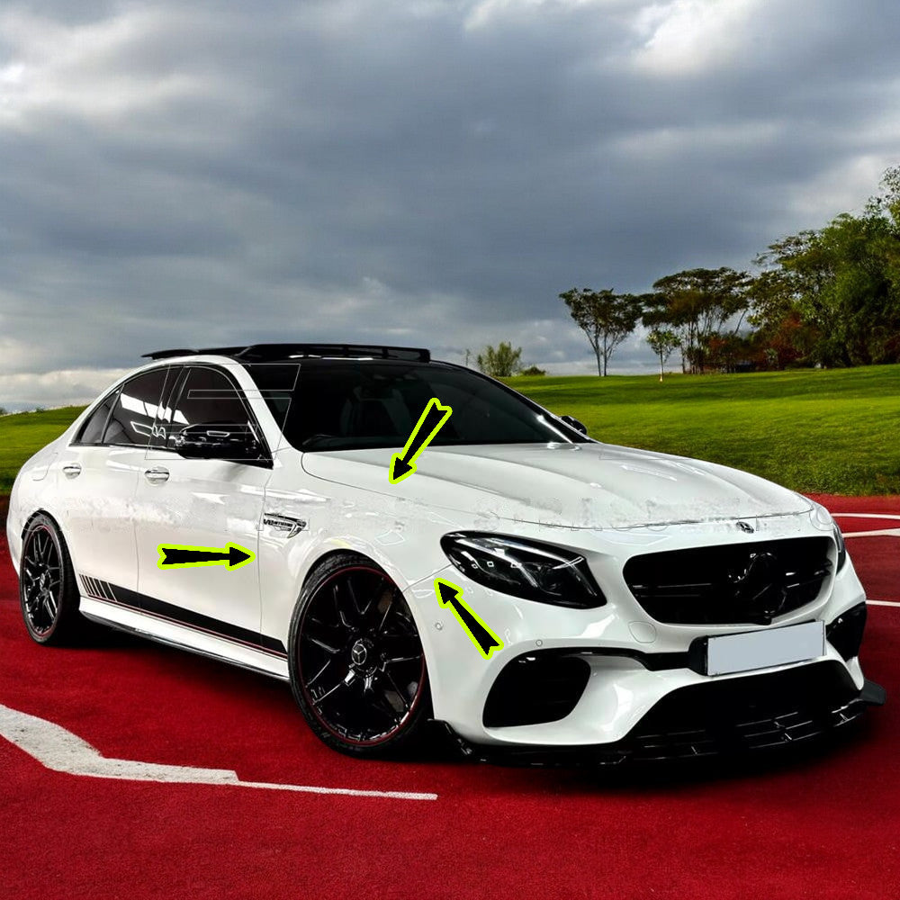✨Set parafanghi anteriori acciaio E63 AMG Look per Mercedes Classe E (W213) Ber✨