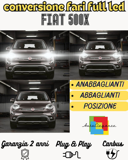 KIT FARI FULL LED PER FIAT 500X DAL 2017+ ANABBAGLIANTI ABBAGLIANTI E DRL CANBUS