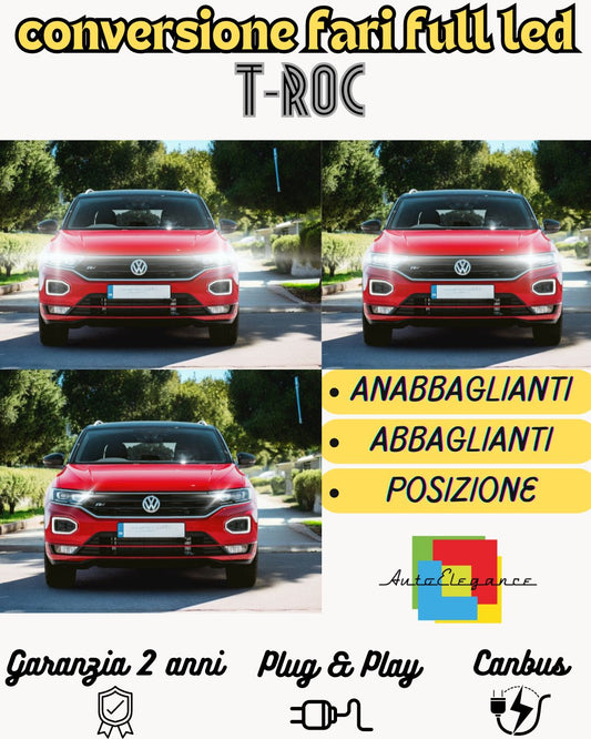KIT FARI FULL LED VOLKSWAGEN T-ROC TROC ANABBAGLIANTI H7 + ABBAGLIANTI H7 CANBUS