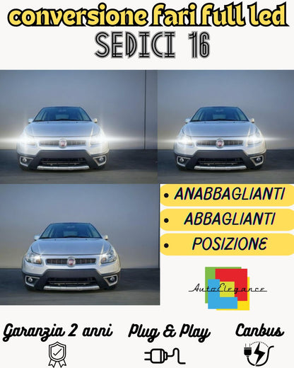 FULL LED HEADLIGHT CONVERSION FIAT SEDICI 16 CANBUS 6000K WHITE 18000 LUMEN