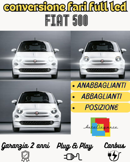 FIAT 500 H7 LED KIT 6000K WHITE 6000 LUMEN CANBUS LOW BEAM PARABOLA HEADLIGHT 