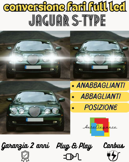 KIT FARI FULL LED JAGUAR S-TYPE ANABBAGLIANTI ABBAGLIANTI CANBUS 6000K NO ERROR