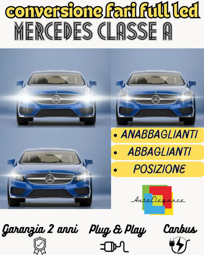 KIT FARI FULL LED MERCEDES CLASSE A ANABBAGLIANTI H7 + ABBAGLIANTI DIURNE H15
