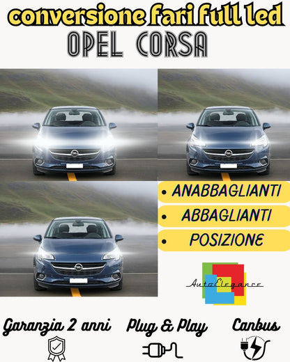 OPEL CORSA D FULL LED HEADLIGHT KIT LOW BEAM H7 + HIGH BEAM H1 6000K NO ERROR 