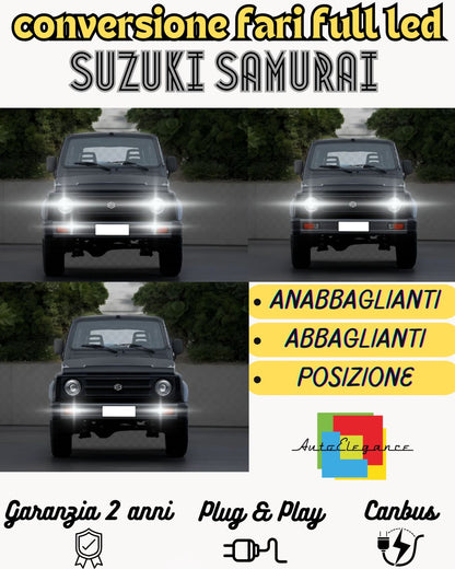 Kit fari FULL LED CANBUS PER Suzuki Samurai ANABBA+ABBA H4 6500K 8000LM GHIACCIO