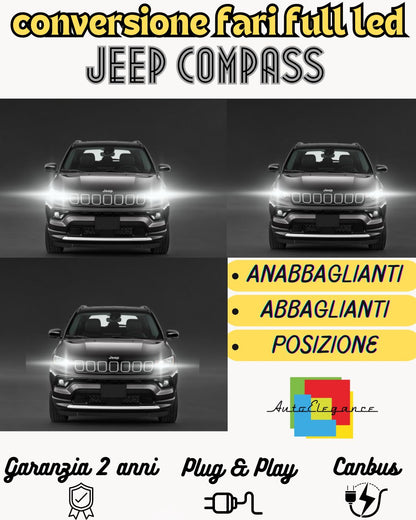 FULL LED HEADLIGHT CONVERSION JEEP COMPASS MP HB3 CANBUS ICE WHITE MONOLED 