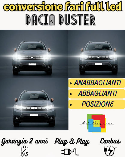 KIT FARI FULL LED DACIA DUSTER ANABBAGLIANTI H7 + ABBAGLIANTI H1 CANBUS