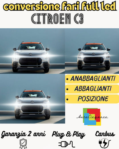 KIT FARI FULL LED CITROEN C3 MK3 III ANABBAGLIANTI H7 + ABBAGLIANTI H7 CANBUS