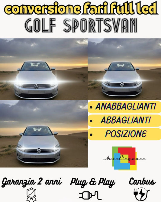 KIT FARI FULL LED VW GOLF SPORTSVAN ANABBAGLIANTI H7 + ABBAGLIANTI DIURNE H15