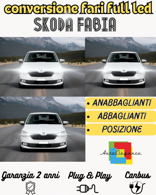 KIT FARI FULL LED SKODA FABIA MK3 RESTYLING ANABBAGLIANTI + ABBAGLIANTI CANBUS