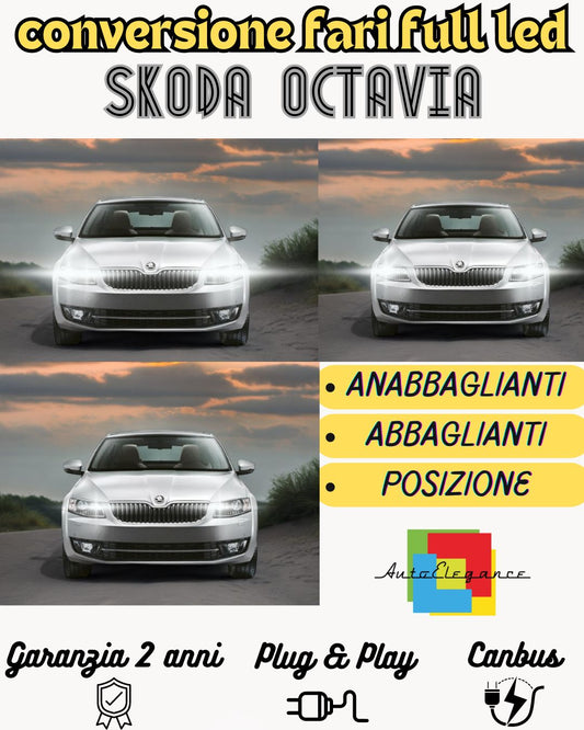 KIT FARI FULL LED SKODA OCTAVIA ANABBAGLIANTI H7 + ABBAGLIANTI DIURNE H15 CANBUS
