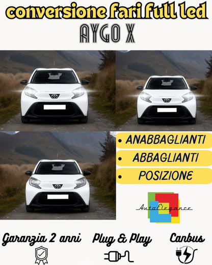 CONVERSIONE FARI FULL LED TOYOTA AYGO X 12800 LUMEN 6000K BIANCO CANBUS