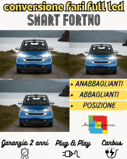 KIT FULL LED SMART FORTWO 451 ANABBAGLIANTI ABBAGLIANTI LUCI POSIZIONE 6000K