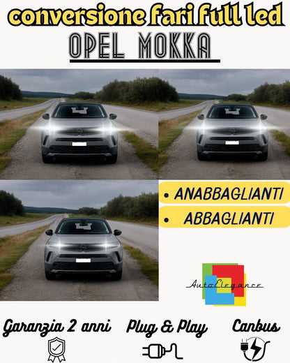 KIT FARI FULL LED OPEL MOKKA ANABBAGLIANTI ABBAGLIANTI CANBUS 6000K NO ERRORE