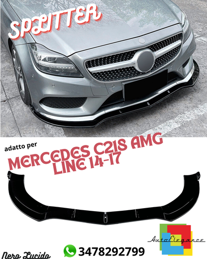 ✨SPLITTER ANTERIORI ADATTO PER MERCEDES C218 AMG LINE FACELIFT NERO LUCIDO✨