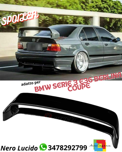 ⭐SPOILER ADATTO PER BMW SERIE 3 E36 BERLINA COUPE NERO LUCIDO⭐