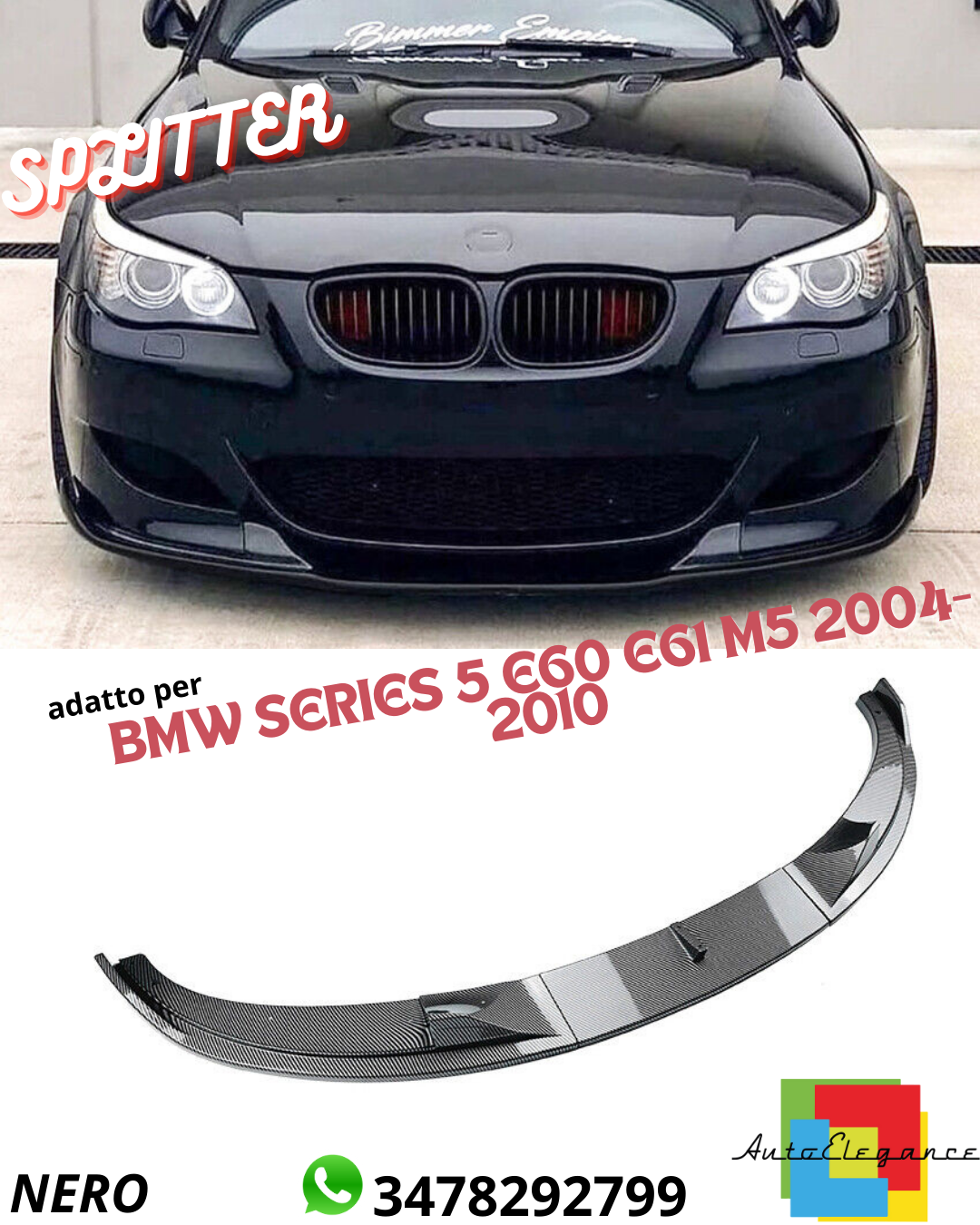⭐SPLITTER SUITABLE FOR BMW SERIES 5 E60 E61 M5 2004-2010⭐