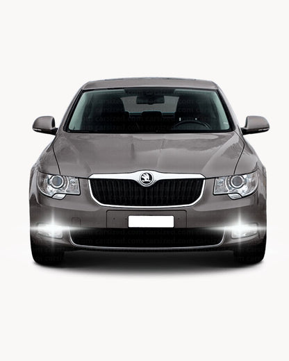 PAIR OF DAYTIME LIGHTS DRL 15 LED P21W BA15S CANBUS SKODA SUPERB MK2 6000K NO ERROR 
