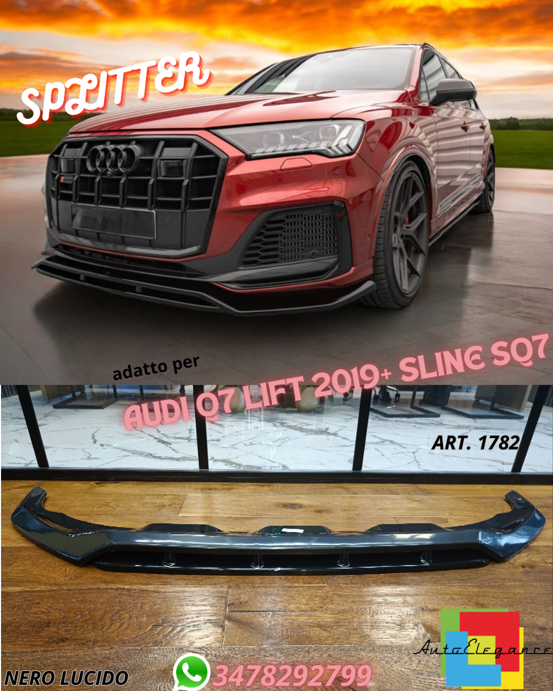 😍SPLITTER GEEIGNET FÜR AUDI Q7 LIFT 2019+ SLINE SQ7 😍