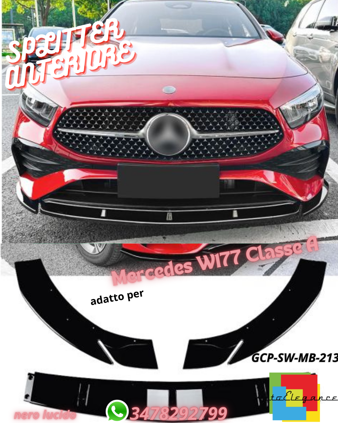 😍FRONT SPLITTER suitable for Mercedes W177 A-Class restyling with AMG-Line😍
