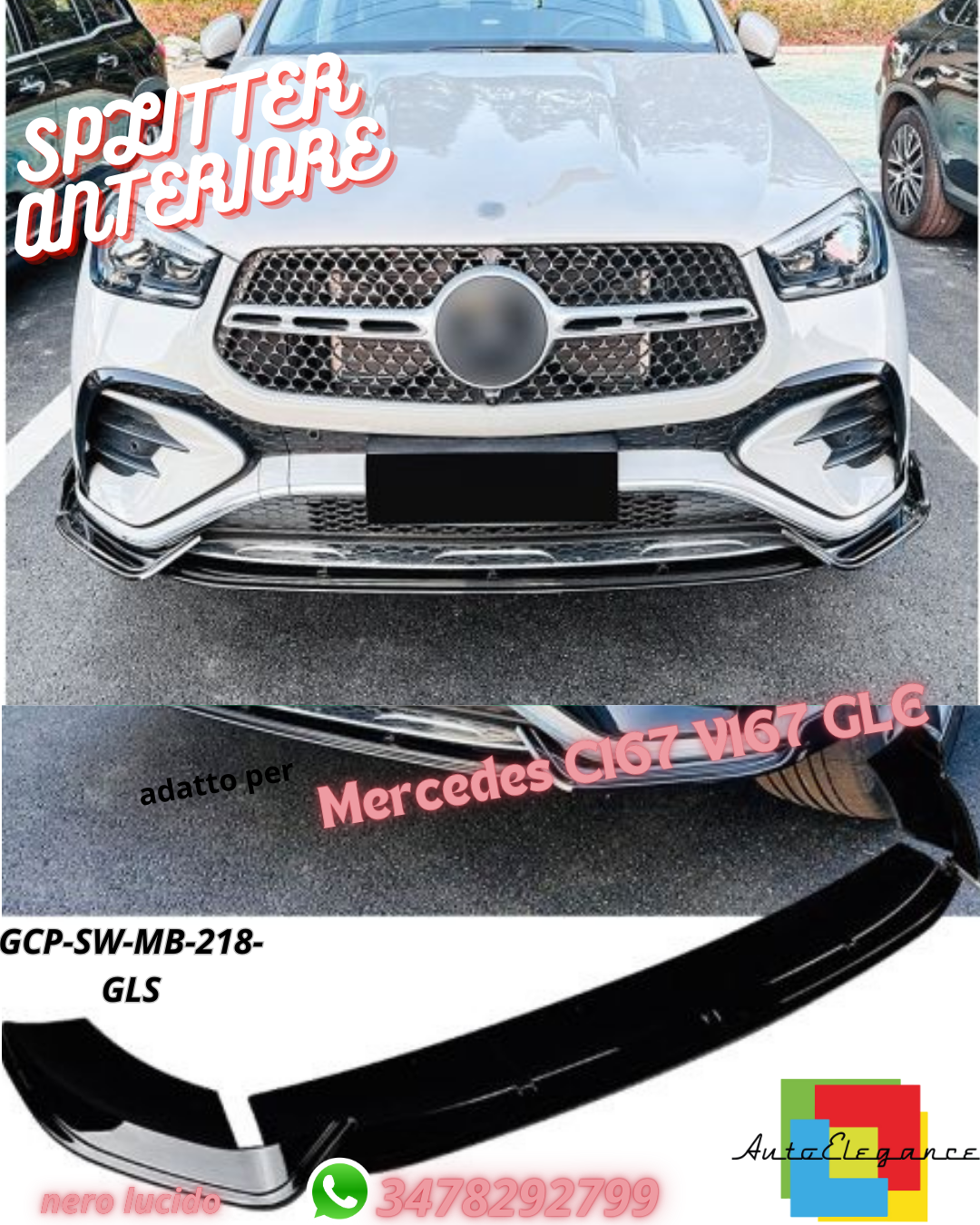 ✨SPLITTER ANTERIORE adatto per Mercedes C167 V167 GLE restyling con AMG-Line✨
