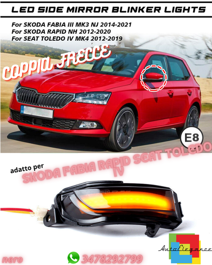 🔶COPPIA FRECCIE adatto per SKODA FABIA RAPID SEAT TOLEDO SPECCHIO RETROVISORE🔶