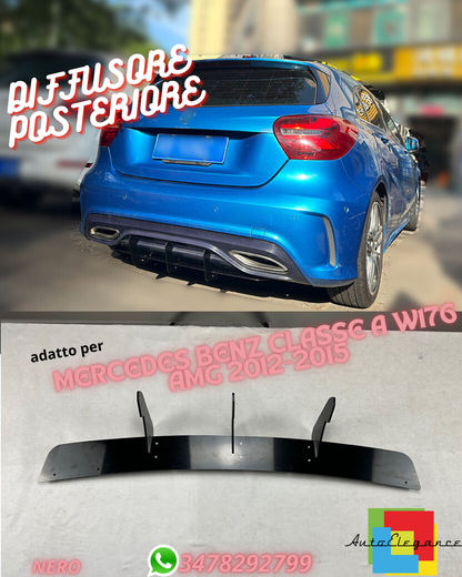 🤩REAR DIFFUSER FOR MERCEDES BENZ A CLASS W176 AMG 2012-2015 BLACK ABS🤩
