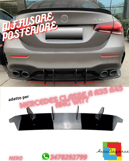 🤩REAR DIFFUSER FOR MERCEDES A CLASS A35 A45 AMG 2012-2015 BLACK ABS🤩