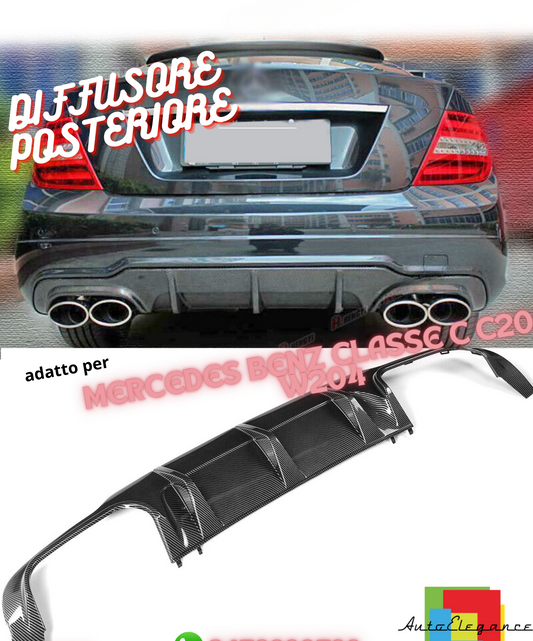 ⭐DIFFUSORE POSTERIORE PER MERCEDES CLASSE C C204 W204 2012-2015 color carbonio⭐