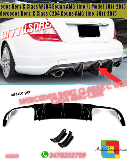 ⭐DIFFUSORE ADATTO PER MERCEDES BENZ CLASSE C W204 C204 2011-2015 AMG-LINE⭐