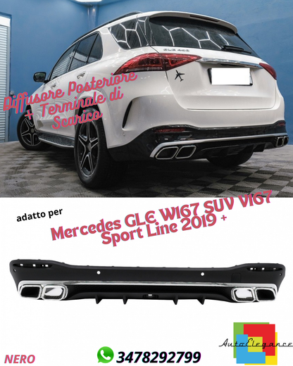 😍Diffusore Posteriore +Terminale di Scarico adatto per Mercedes GLE W167 V167