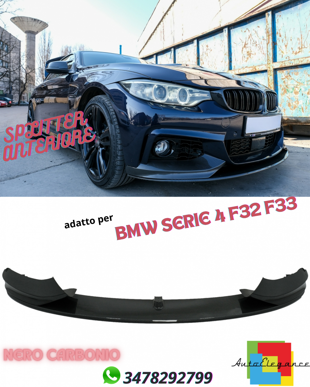 ✨SPLITTER ANTERIORE ADATTO PER BMW SERIE 4 F32 F33 13-19 M-Performance Design