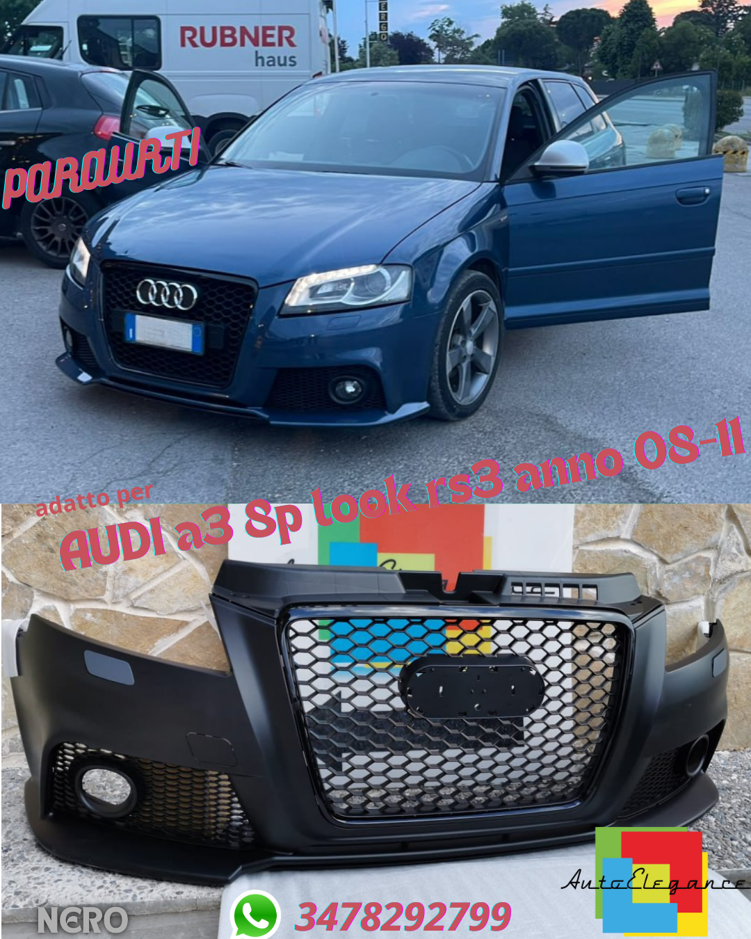 ✨PARAURTI ADATTO PER AUDI A4 8P LOOK RS3 2008-2011 RESTYLING✨