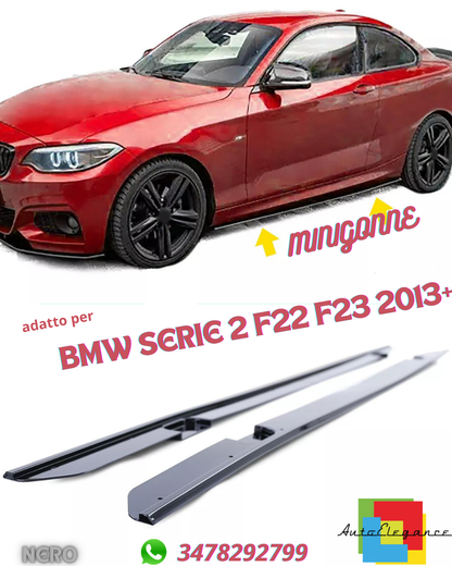 ✨Black Side Skirts Attachment Fit For 13-17 BMW 2 Series F22 F23✨