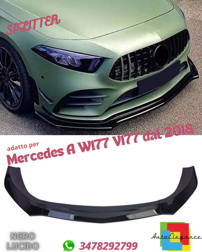 ☀️Front Spoiler Lip Sport Black Gloss Suitable for Mercedes A W177 V177 ☀️