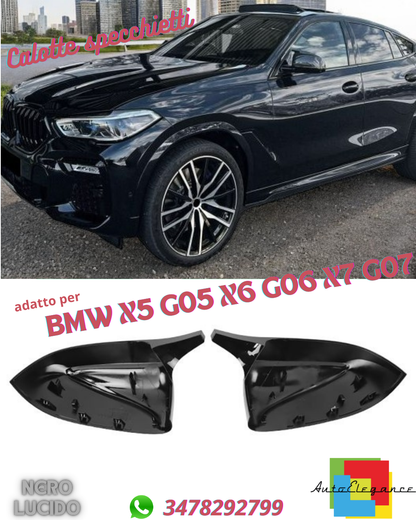 💎Glossy Black Replacement Mirror Caps Fit For BMW X5 G05 X6 G06 X7💎