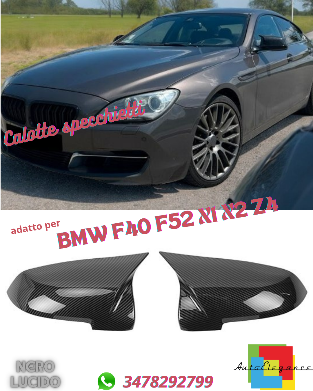 ✨Glossy Black Replacement Mirror Caps Suitable for BMW 5 6 7 SERIES✨