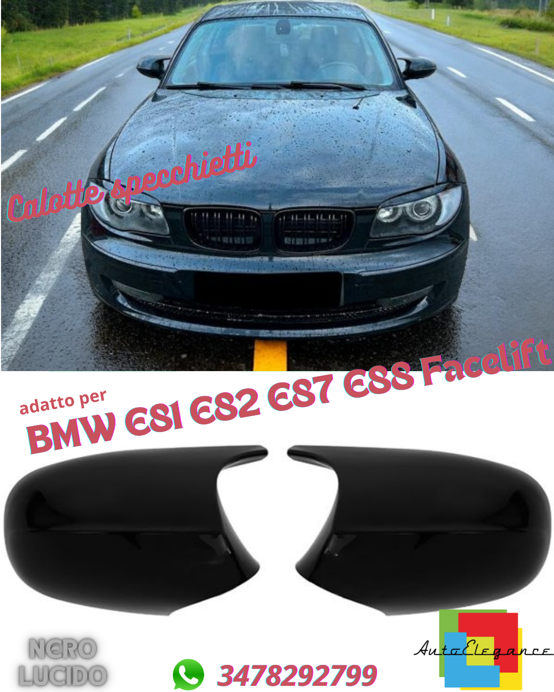 ✨Calotte specchietti di ricambio nero lucido adatto per BMW SERIE 1 E81 E82 E87