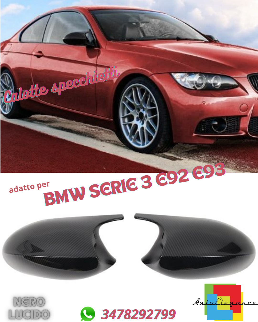 ✨Calotte specchietti di ricambio nero lucido adatto per BMW SERIE 3 E92 E93