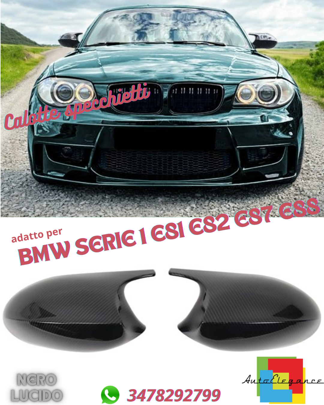 😎Calotte specchietti di ricambio nero lucido adatto per BMW SERIE 1 E81 E82 E87